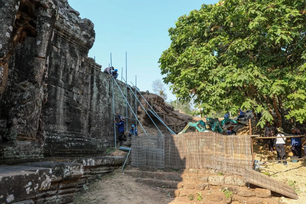 APSARA National Authority Repairing Laterite Wall on the Southwestern Section of Angkor Thom