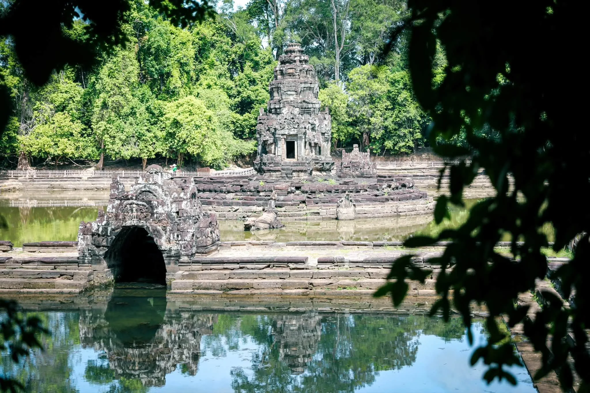 APSARA National Authority is transporting laterite and sandstone to repair the western stairs of Neak Poan Temple