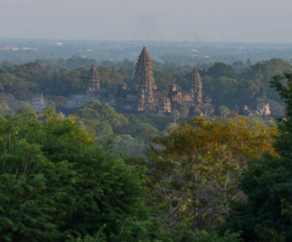 The Magnificence of Angkor Wat Viewed from the Summit of Phnom Bakheng Temple