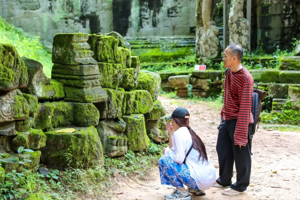 The wonder of “moss” growing on ancient temple stones makes the stone carvings appear as if brought to life.