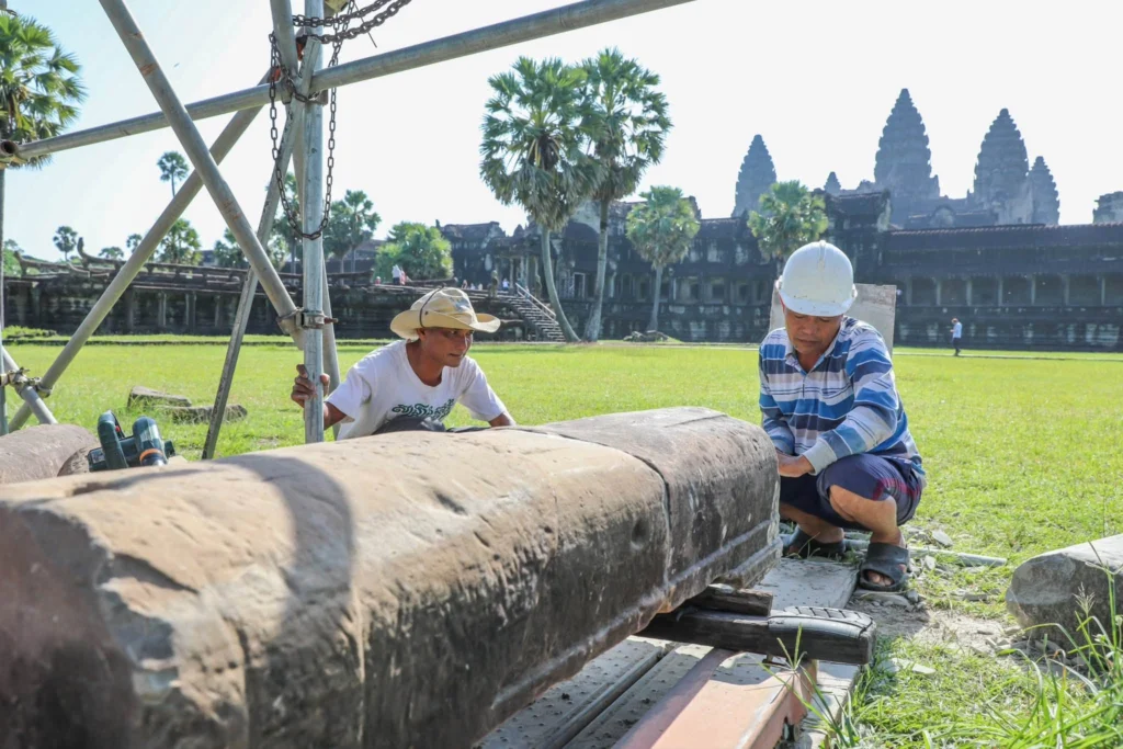 APSARA National Authority Restores 20-Meter West-Corner Naga Balustrade